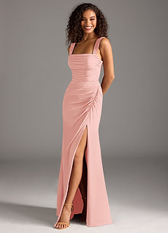 Azazie Jesaphine Bridesmaid Dresses Rosette Sheath Bow Chiffon Dress image1