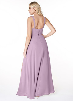 Azazie Jay Bridesmaid Dresses Wisteria A-Line Square Neckline Side Slit Chiffon Dress image2
