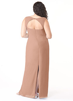 Azazie Flori Bridesmaid Dresses Champagne Rose Sheath Square Neckline Chiffon Dress image8