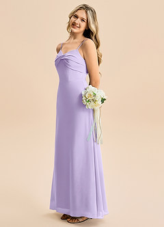 Azazie Jordyn Junior Vestido de Lila de Gasa de Corte en A con Escote de Corazón image1