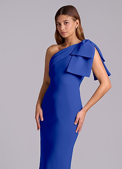 Azazie Yuanna Bridesmaid Dresses Royal Blue Mermaid One Shoulder Chiffon Dress image7