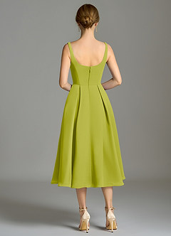Azazie Amalie Bridesmaid Dresses Lemongrass A-Line Pleated Chiffon Dress image2