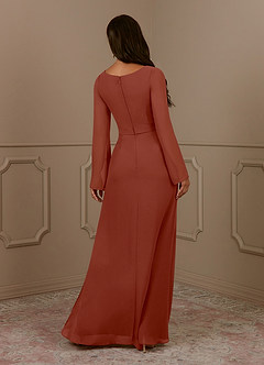 Azazie Belinda Mother of the Bride Dresses Auburn A-Line V-Neck Pleated Chiffon Dress image2