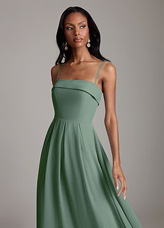 Azazie Lucienne Bridesmaid Dresses Eucalyptus A-Line Strapless Chiffon Convertible Dress image3