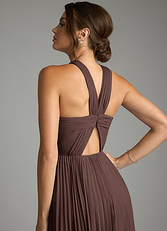 Azazie Afra Abiti da Damigella Abito A-Line in Chiffon Plissettato Ganache image6