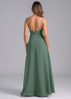 Azazie Sarella Bridesmaid Dresses Eucalyptus A-Line with Pockets Chiffon Dress image2