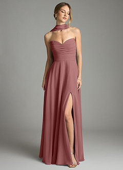 Azazie Ayla Abiti da Damigella Abito A-Line in Chiffon Scollo a Cuore Rosa Del Deserto image9