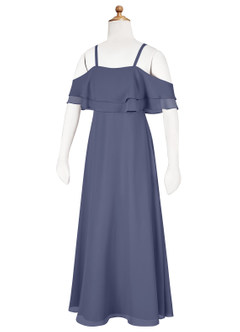 Azazie Tink A-Line Ruched Chiffon Floor-Length Junior Bridesmaid Dress image10