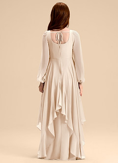 Azazie Clara Junior Robe Trapèze en Mousseline de soie Blouson Albâtre Blanc image2