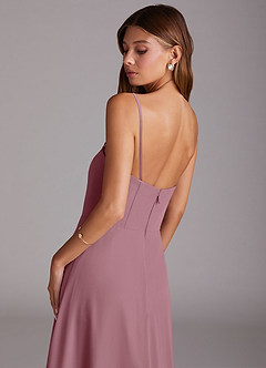 Azazie Wren Bridesmaid Dresses Vintage Mauve A-Line Side Slit Chiffon Convertible Dress image8