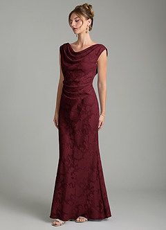 Azazie Kieryn Bridesmaid Dresses Cabernet Mermaid Pleated Floral Burnout Dress image3