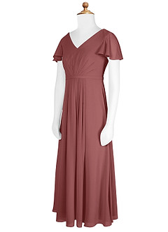 Azazie Peony Junior A-Linie Plissee Chiffon Kleid Amethyst image8