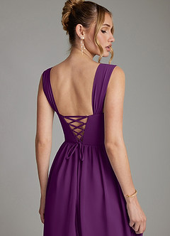 Azazie Caterina Bridesmaid Dresses Grape A-Line Corset Chiffon Dress image2