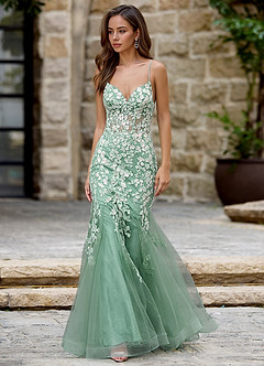 Dentelle Light Green Mermaid Prom Dress image5