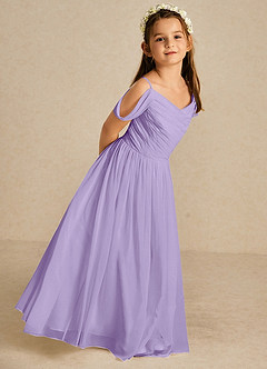 Azazie Chelle Flower Girl Dresses Lilac A-Line Pleated Chiffon Dress image5