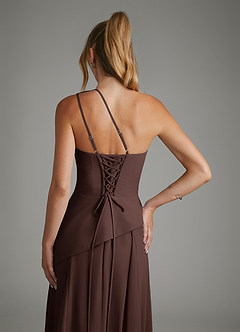 Azazie Holly Bridesmaid Dresses Ganache A-Line Corset Chiffon Dress image8