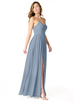 Azazie Cora Bridesmaid Dresses Dusty Blue A-Line Pleated Chiffon Dress image4