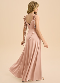 Azazie Gumdrop Junior Rose Gold Empire Pleated Stretch Satin Dress image1