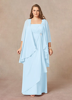 Azazie Weisz Mother of the Bride Dresses Sky Blue A-Line Square Neckline Pleated Chiffon Dress image7