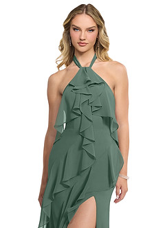 Azazie Velma Brautjungfernkleider A-Linie Seitliche Cut-Outs Chiffon Kleid Seemoos image4