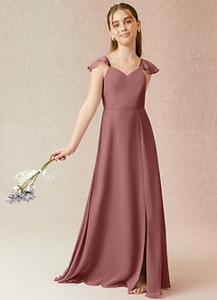 Azazie Everett Junior Desert Rose A-Line Chiffon Dress image2