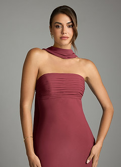 Azazie Saylor Bridesmaid Dresses Merlot Mermaid Strapless Chiffon Dress image6