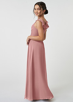 Azazie Amada Junior Dusty Rose A-Line Ruched Chiffon Dress image4