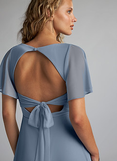 Azazie Induh Bridesmaid Dresses Twilight A-Line Flutter V-neck Mesh Dress image6