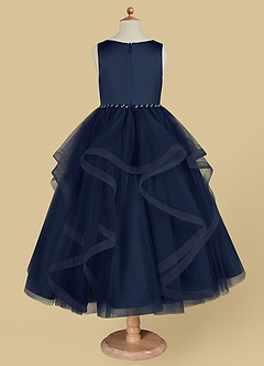 Azazie Sofia Flower Girl Dresses Dark Navy A-Line Beaded Tulle Dress image6