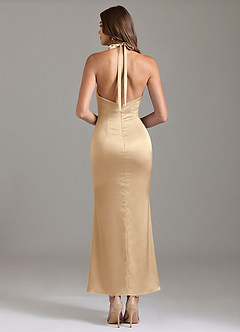 Azazie Valerie Bridesmaid Dresses Champagne Mermaid Pleated Stretch Satin Dress image2