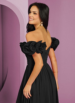 Barbie ♥ Azazie Brautjungfernkleider Wandelbar A-Linie Schulterfrei Chiffon Kleid Schwarz image8