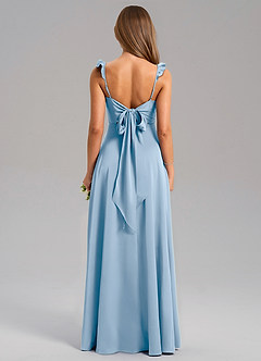 Azazie Everett Bridesmaid Dresses Powder Blue A-Line Stretch Satin Dress image2