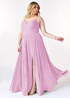 Azazie Vini Bridesmaid Dresses Candy Pink A-Line V-Neck Pleated Chiffon Dress image10