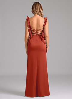 Azazie Jessamine Brautjungfernkleider A-Linie Korsett Stretch-Satin Kleid Rost image6
