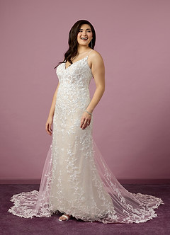 Barbie ♥ Azazie Wedding Dresses Diamond White Champagne Mermaid Sequins Tulle Dress image6