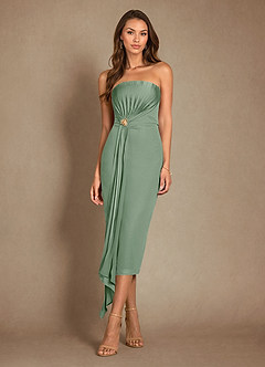 Azazie Dinanta Mother of the Bride Dresses Matcha Column Pleated Chiffon Dress image4