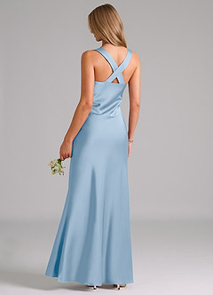 Azazie Kamila Brudepigekjoler En streg Plisseret Stræk satin Gulv-længde Kjole image2