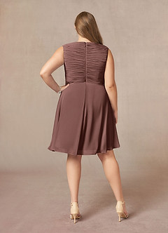 Azazie Theron Abiti per la Madre della Sposa Abito A-Line in Chiffon con Scollo a V a Pieghe Espresso image7