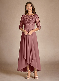 Azazie Marietta vestidos de madre de la novia Vestido de Rosa Del Desierto de Encaje de Corte En A image4