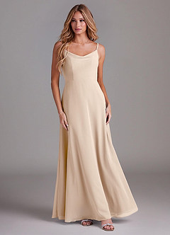 Azazie Daenerys Bridesmaid Dresses White Alabaster A-Line Cowl Chiffon Dress image3