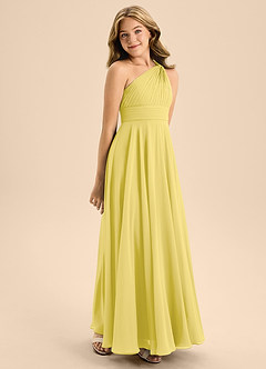 Azazie Charlize Junior Canary A-Line Pleated Chiffon Dress image5