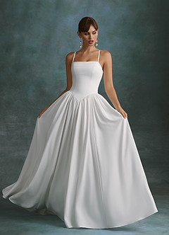 Azazie Gayle Robes de mariée Robe Trapèze en Crêpe Dos Satin Bustier Blanc De Diamant image1