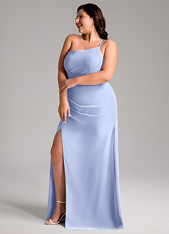 Azazie Eren Vestidos de madrinha de casamento Vestido Gelo de Chiffon de Bainha com Um ombro image11