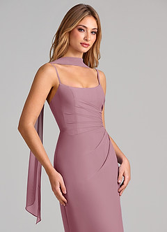 Azazie Calandra Bridesmaid Dresses Vintage Mauve Sheath Pleated Chiffon Dress image6