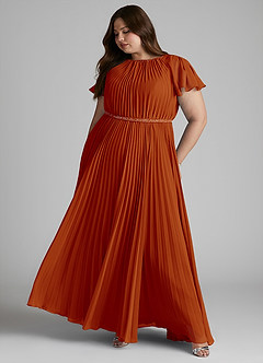 Azazie Kara vestidos de dama de honor modestos Vestido de Corte En A Plisado Hasta el suelo Gasa image12