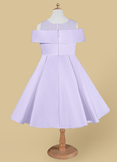 Azazie Shirin Flower Girl Dresses Lilac A-Line Off the Shoulder Matte Satin Dress image6