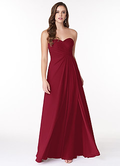Azazie Arabella Allure Vestidos de damas de honor Vestido de Borgoña de Gasa de Corte en A Convertible con Escote de Corazón image12