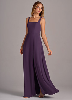 Azazie Debra Bridesmaid Dresses Plum A-Line with Pockets Chiffon Convertible Dress image2