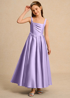 Azazie Mochi Girl vestidos de niña de las flores Vestido de Lila de Satin Mate de Princesa con Plisado image6