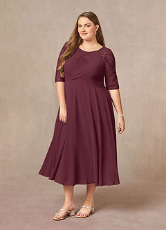 Azazie Dorothea Mother of the Bride Dresses Cabernet A-Line Scoop lace Chiffon Dress image4